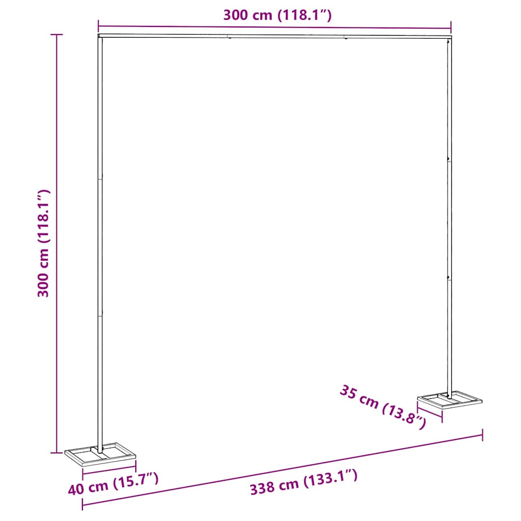 vidaXL Huwelijksboog Goud 338 x 35 x 300 cm Staal