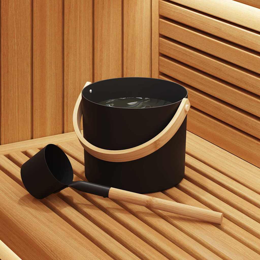 vidaXL Sauna Accessoire Set 2 pcs Zwart Aluminium en massief pijnhout