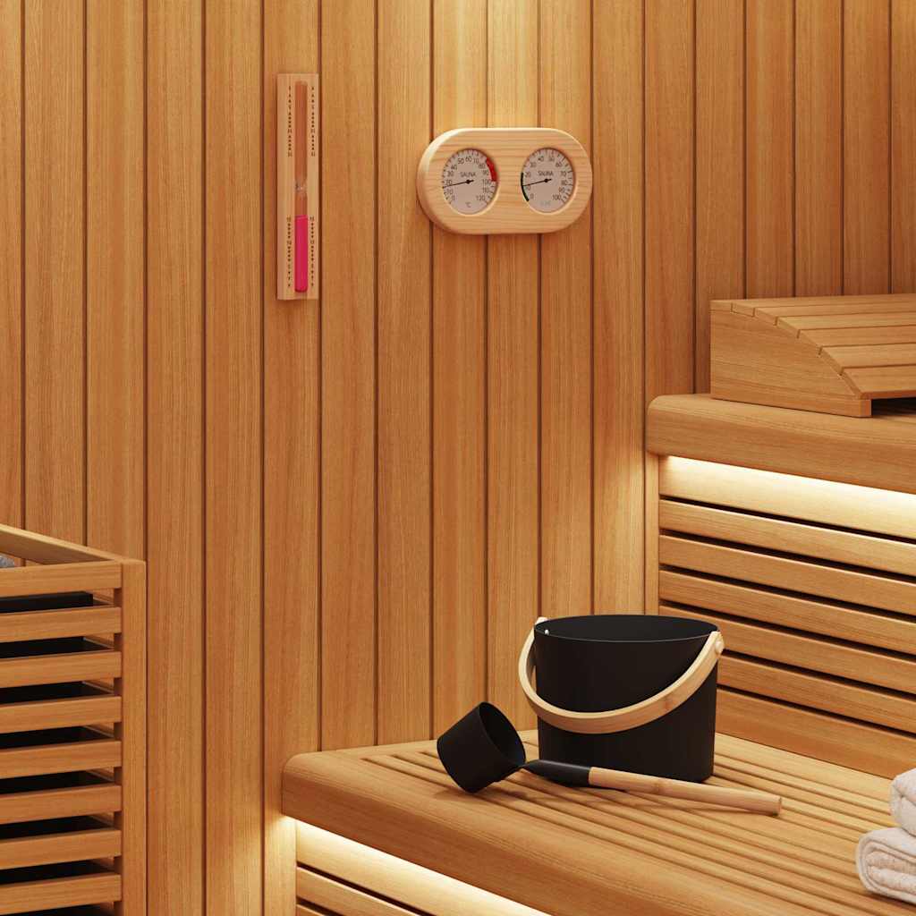 vidaXL Sauna Accessoire Set 2 pcs Zwart Aluminium en massief pijnhout