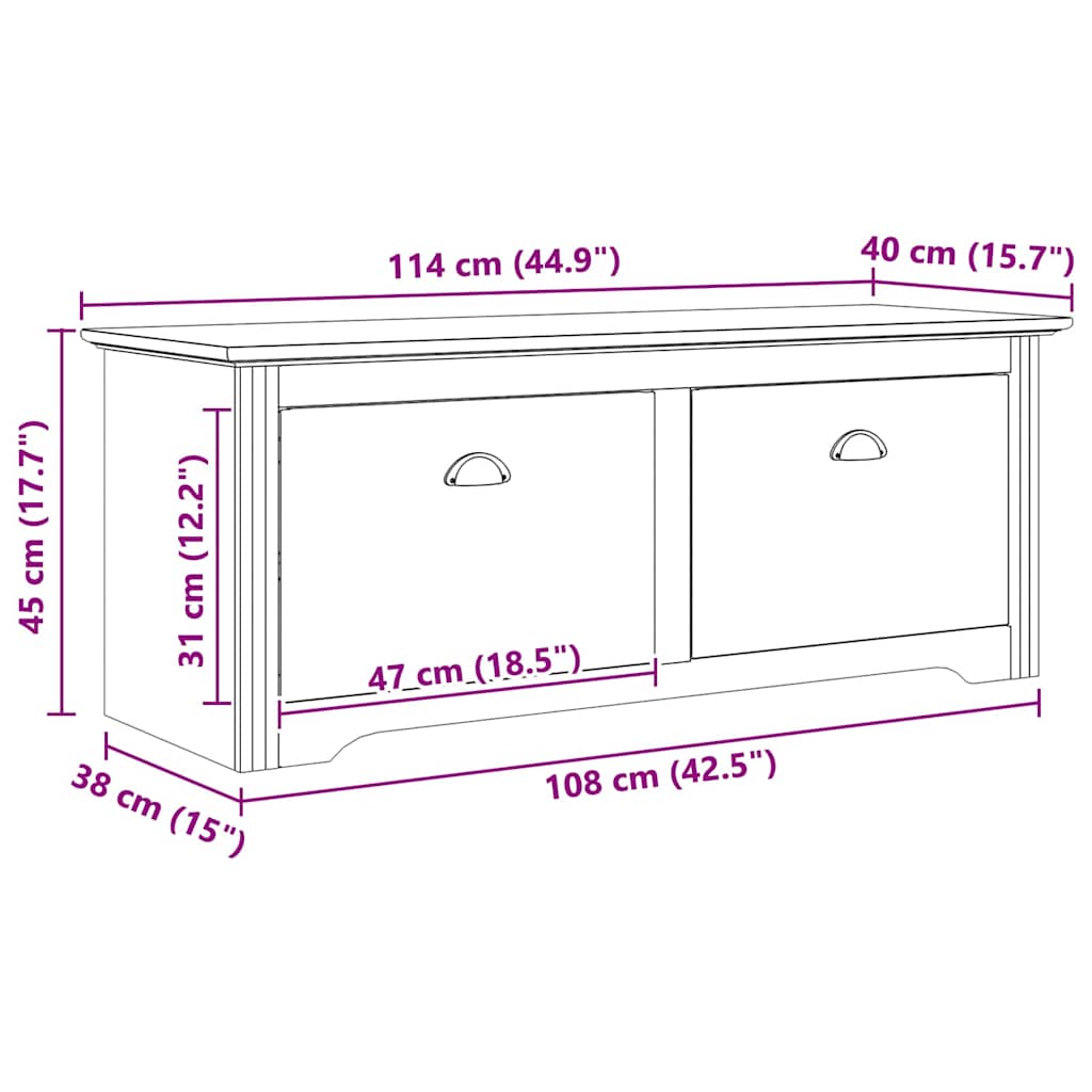 vidaXL Gangbank BODO 114x40x45 cm wit
