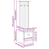 vidaXL Gangkast met haken BODO 50x40x157 cm wit en bruin