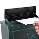 vidaXL Wandgemonteerde brievenbus met opslag Groen 29 x 13 x 41 cm