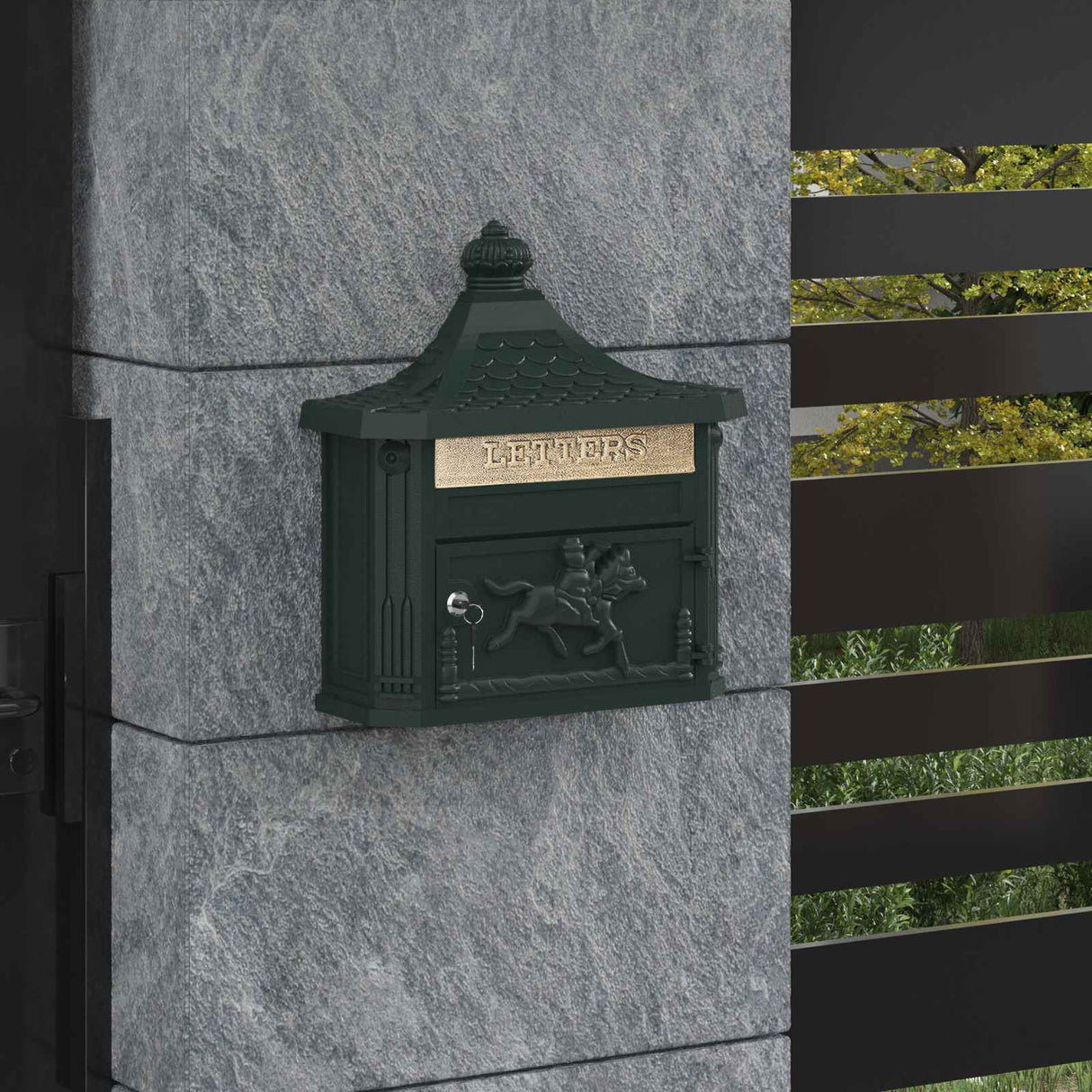 vidaXL Wandgemonteerde brievenbus met opslag Groen 40,5 x 16 x 45 cm