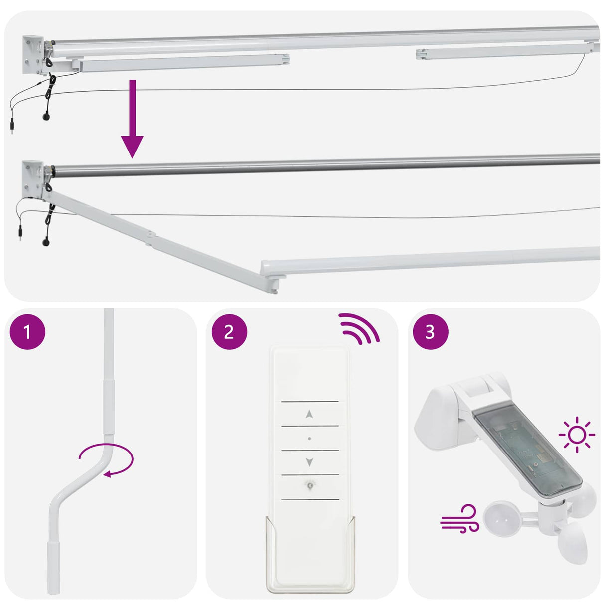 vidaXL Elektrisch Uittrekbaar Markies Frame Wit 2,5 x 2 m Aluminium