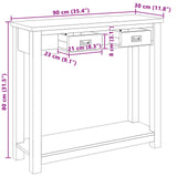 vidaXL Wandtafel Naturel 90 x 30 x 80 cm Massief Teakhout