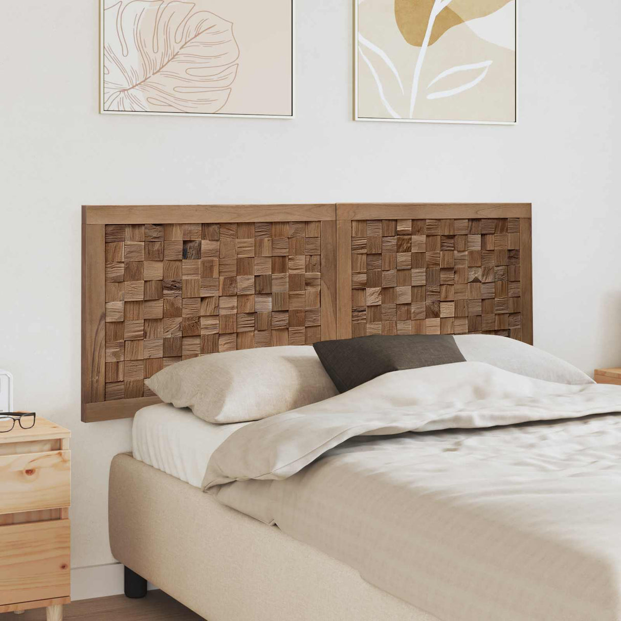 vidaXL Bed Hoofdbord Naturel Massief Teakhout