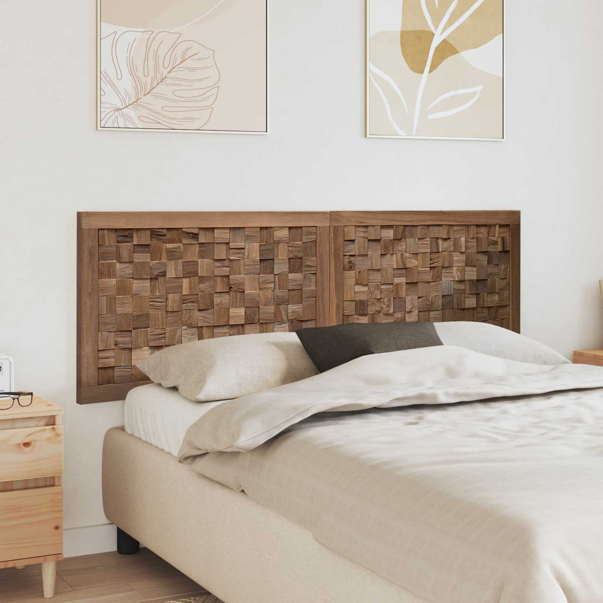 vidaXL Bed Hoofdbord Naturel Massief Teakhout