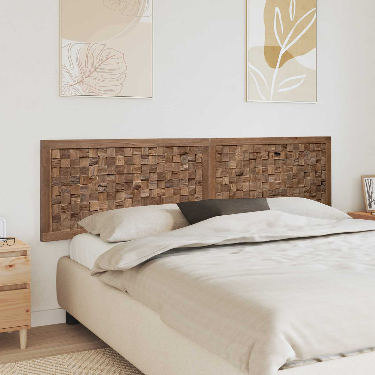 vidaXL Bed Hoofdbord Naturel Massief Teakhout