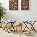 vidaXL Sun Lounger 2 pcs Solid Eucalyptus Wood Blue and White