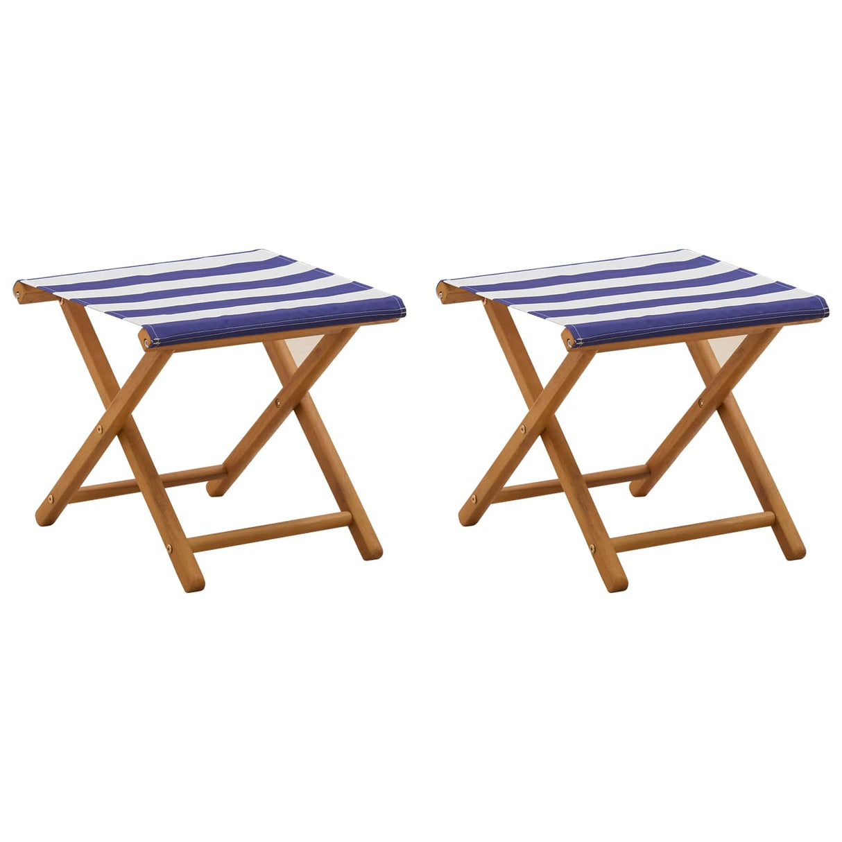 vidaXL Sun Lounger 2 pcs Solid Eucalyptus Wood Blue and White