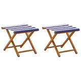 vidaXL Sun Lounger 2 pcs Solid Eucalyptus Wood Blue and White