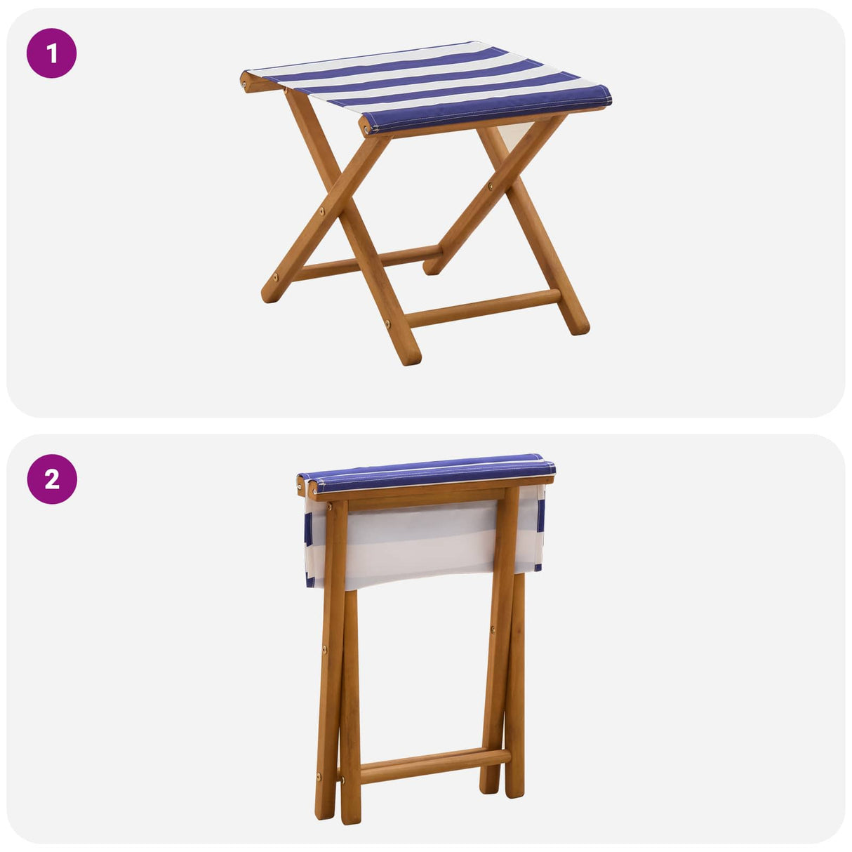 vidaXL Sun Lounger 2 pcs Solid Eucalyptus Wood Blue and White