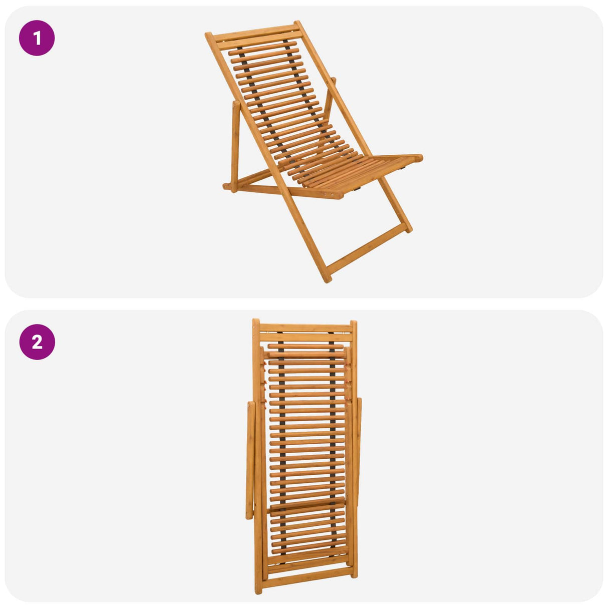 vidaXL Sun Lounger 3 Position Solid Eucalyptus Wood Natural
