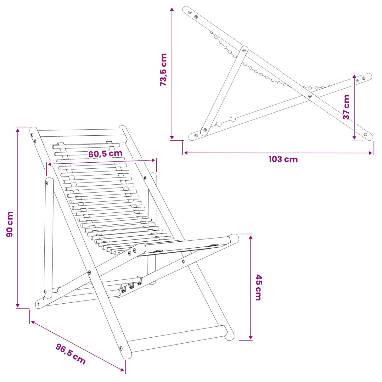 vidaXL Sun Lounger 3 Position Solid Eucalyptus Wood Natural