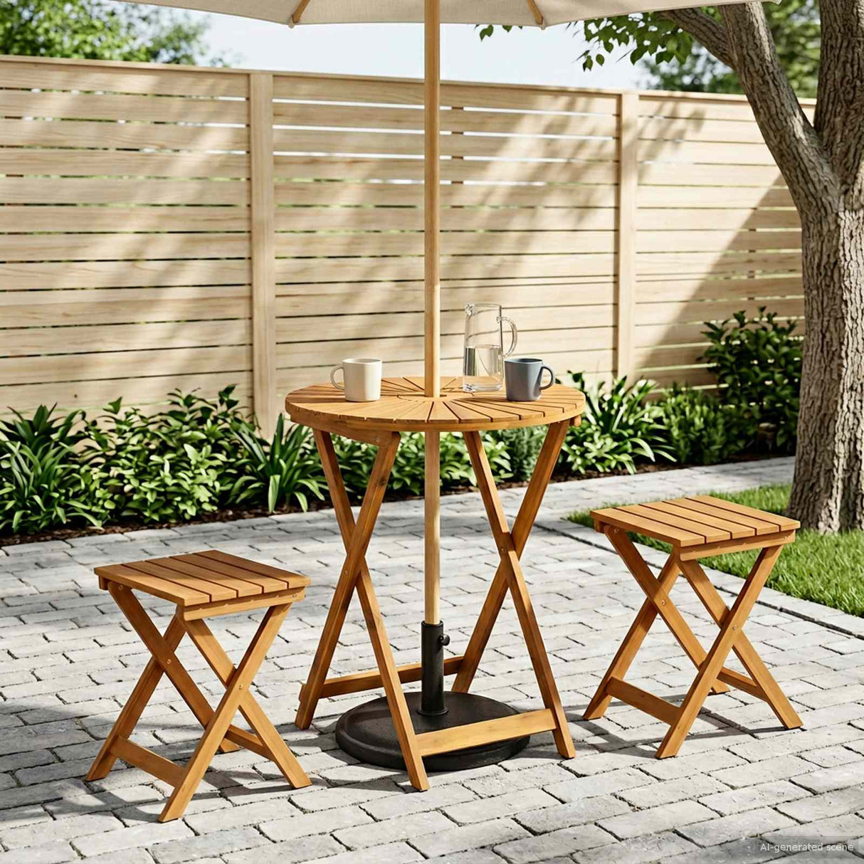 vidaXL Vouwtuin Tafel Naturel Ø60 x 75 cm Massief Acacia Hout