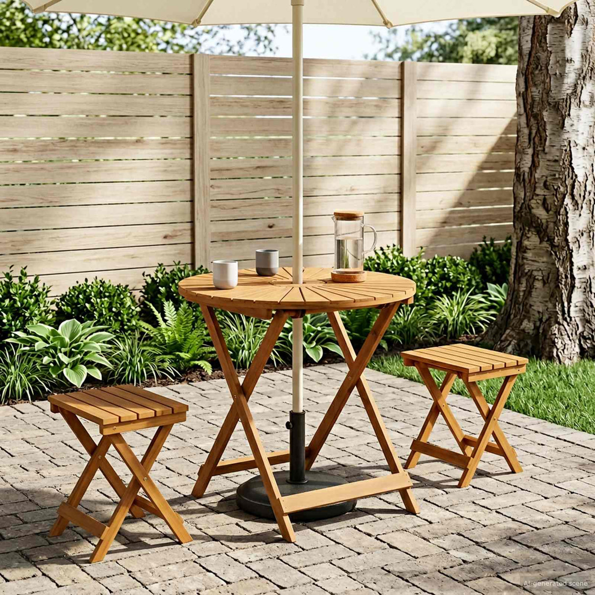vidaXL Vouwtuin Tafel Naturel Ø60 x 75 cm Massief Acacia Hout