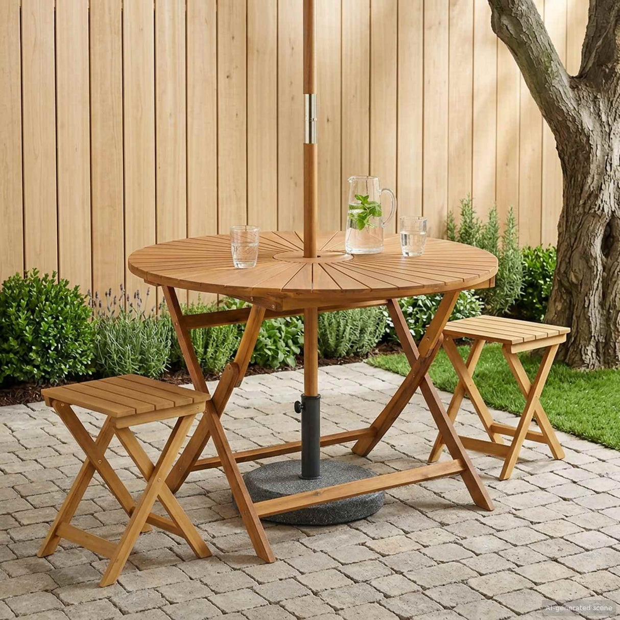 vidaXL Vouwtuin Tafel Naturel Ø60 x 75 cm Massief Acacia Hout