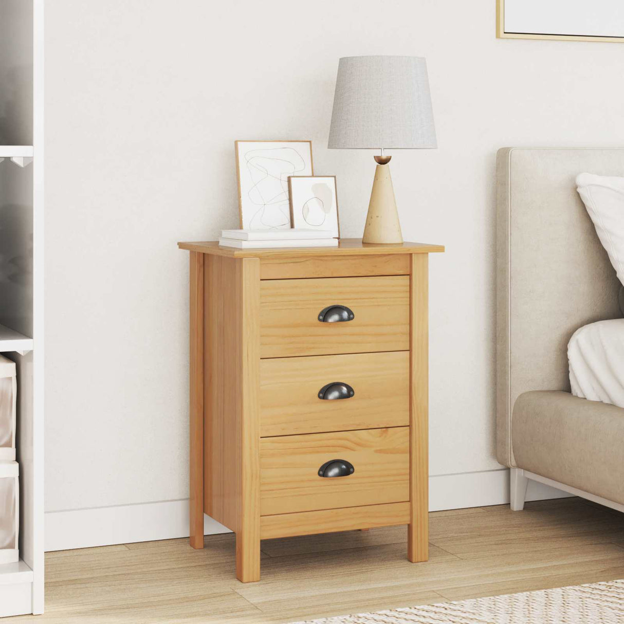 vidaXL Nachtkastje HILL Honing bruin 46 x 35 x 65 cm Massief vurenhout