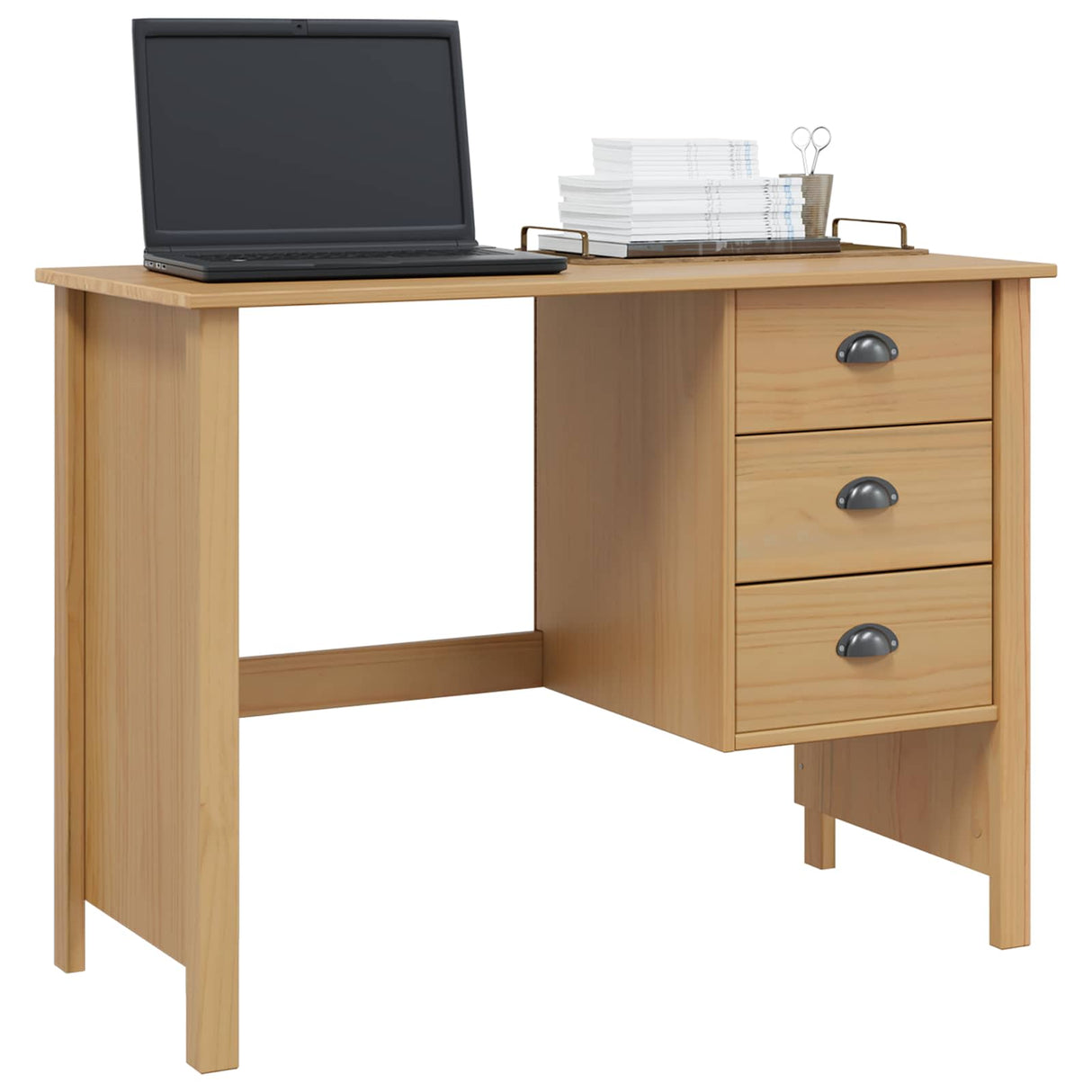 vidaXL Desk with Drawers with Drawer Honey Brown 100 x 45 x 74 cm
