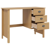 vidaXL Desk with Drawers with Drawer Honey Brown 100 x 45 x 74 cm