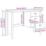 vidaXL Desk with Drawers with Drawer Honey Brown 100 x 45 x 74 cm