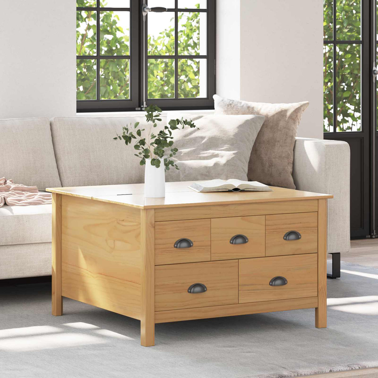 vidaXL Salontafel Honing bruin 79,5 x 79,5 x 49 cm Massief vurenhout