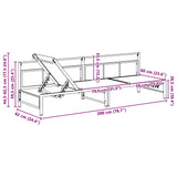 vidaXL Ligstoel Zwart 200 x 62 x 59,5 cm Textileen