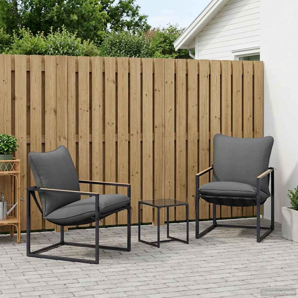 vidaXL Tuinbank Set 3 pcs Zwart en Anthraciet Staal