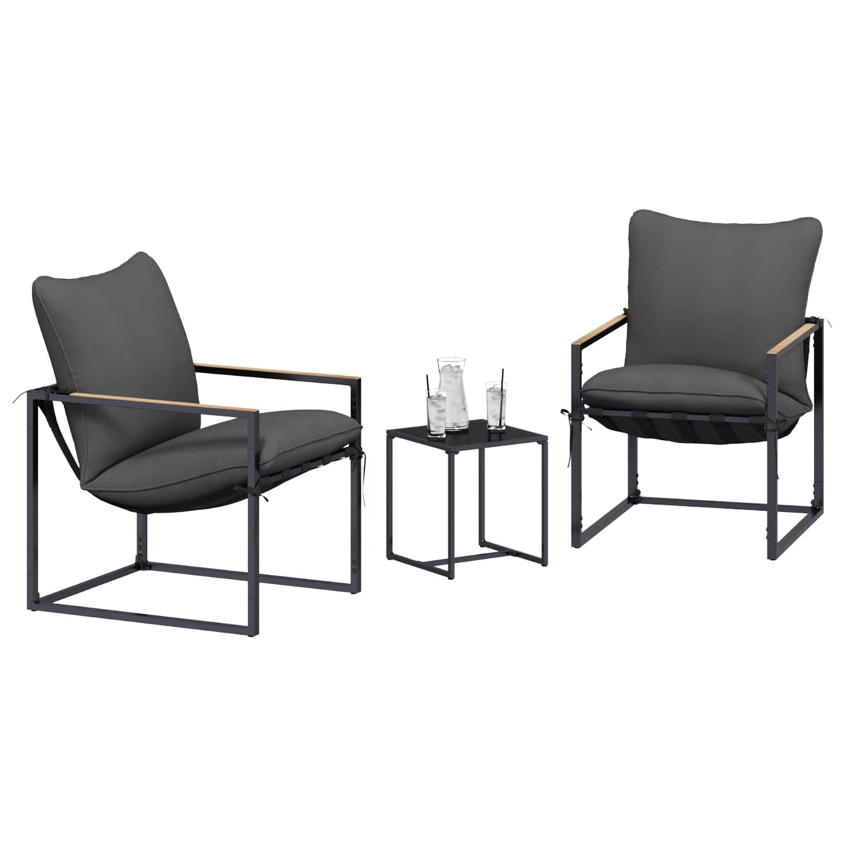 vidaXL Tuinbank Set 3 pcs Zwart en Anthraciet Staal