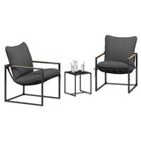 vidaXL Tuinbank Set 3 pcs Zwart en Anthraciet Staal