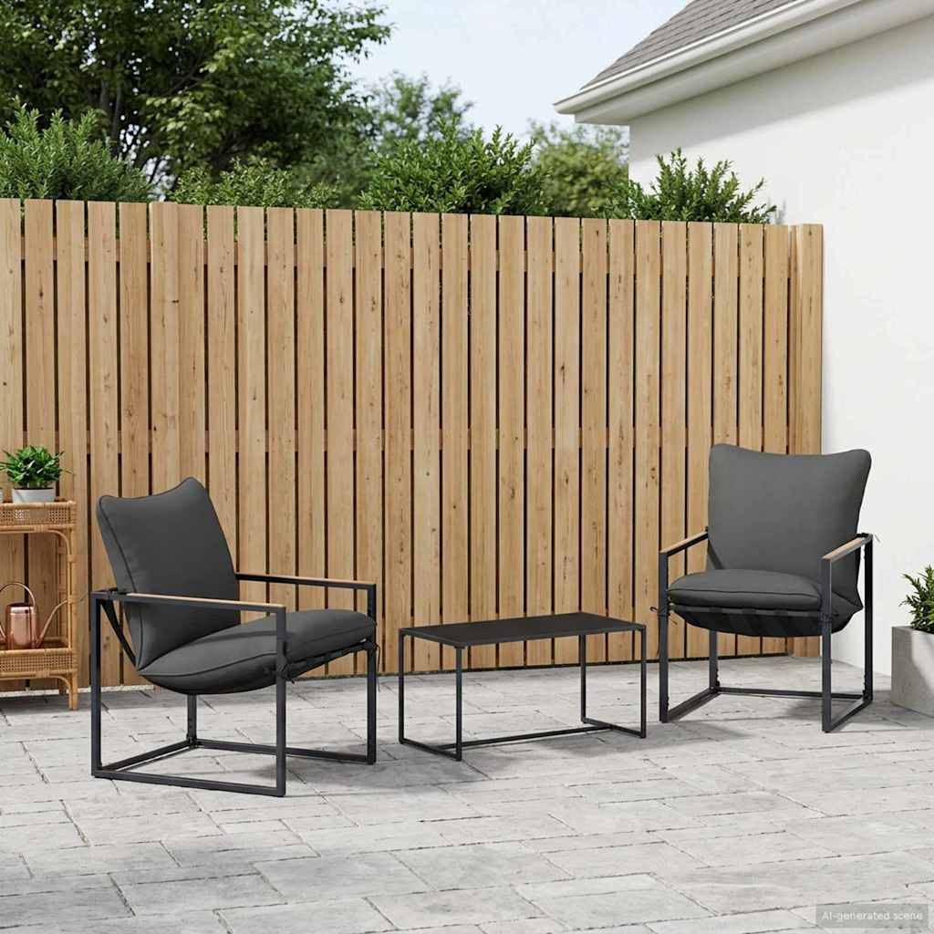vidaXL Tuinbank Set 3 pcs Zwart en Anthraciet Staal
