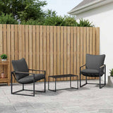 vidaXL Tuinbank Set 3 pcs Zwart en Anthraciet Staal