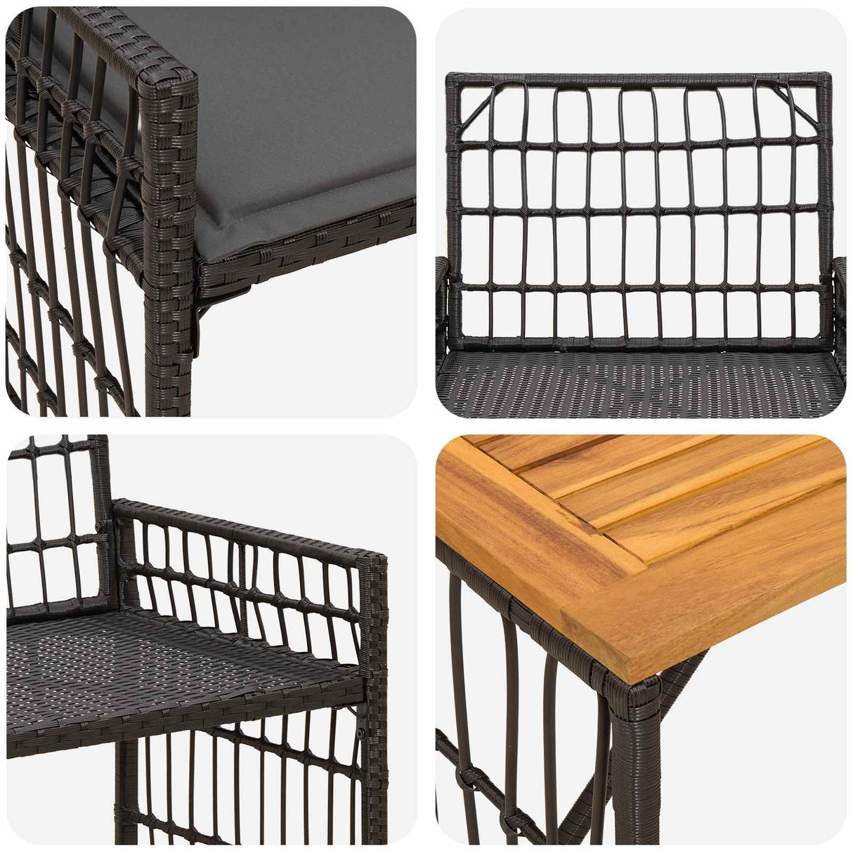vidaXL Buitenmeubels set 4 pcs Zwart en Donker Grijs
