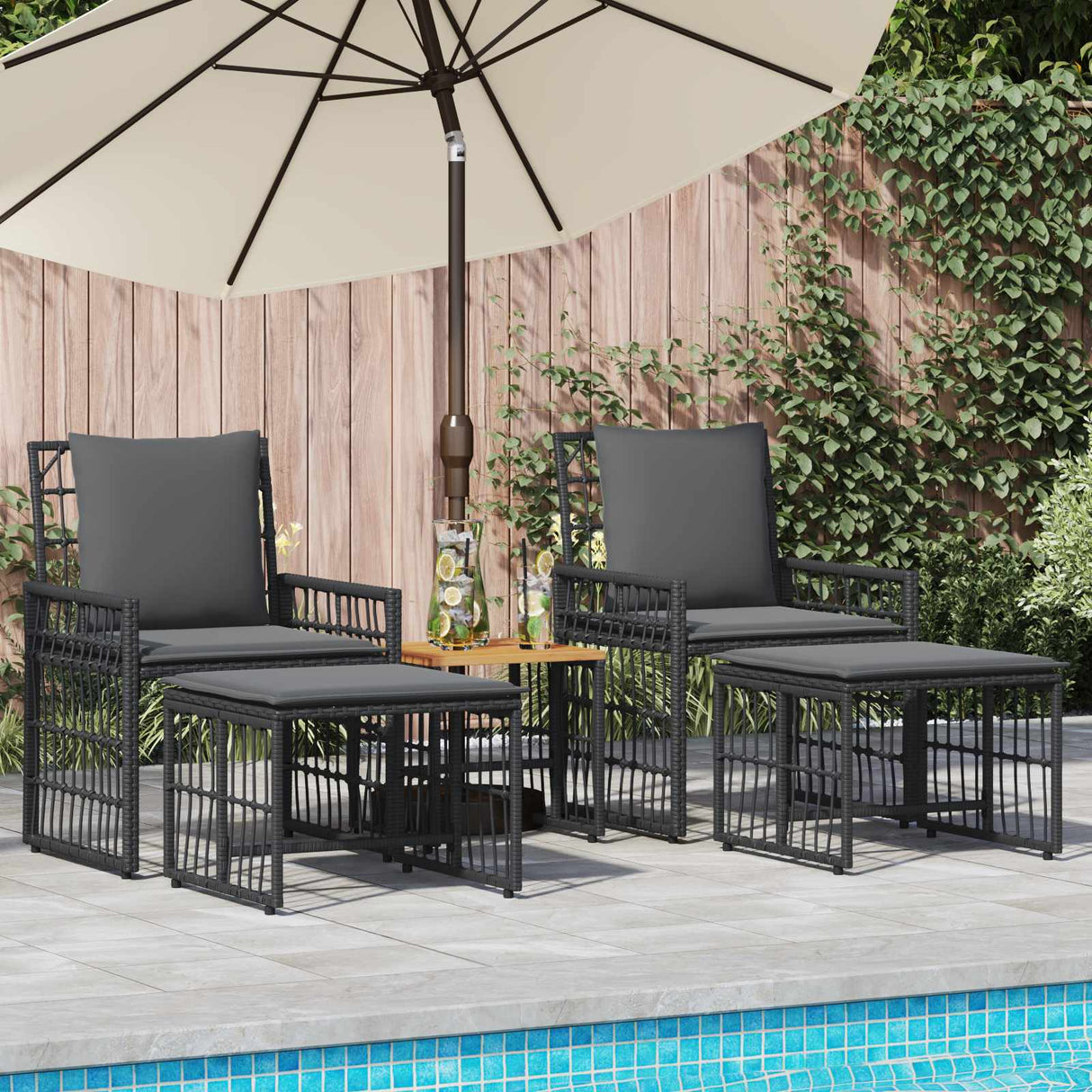 vidaXL Buitenmeubels set 4 pcs Zwart en Donker Grijs