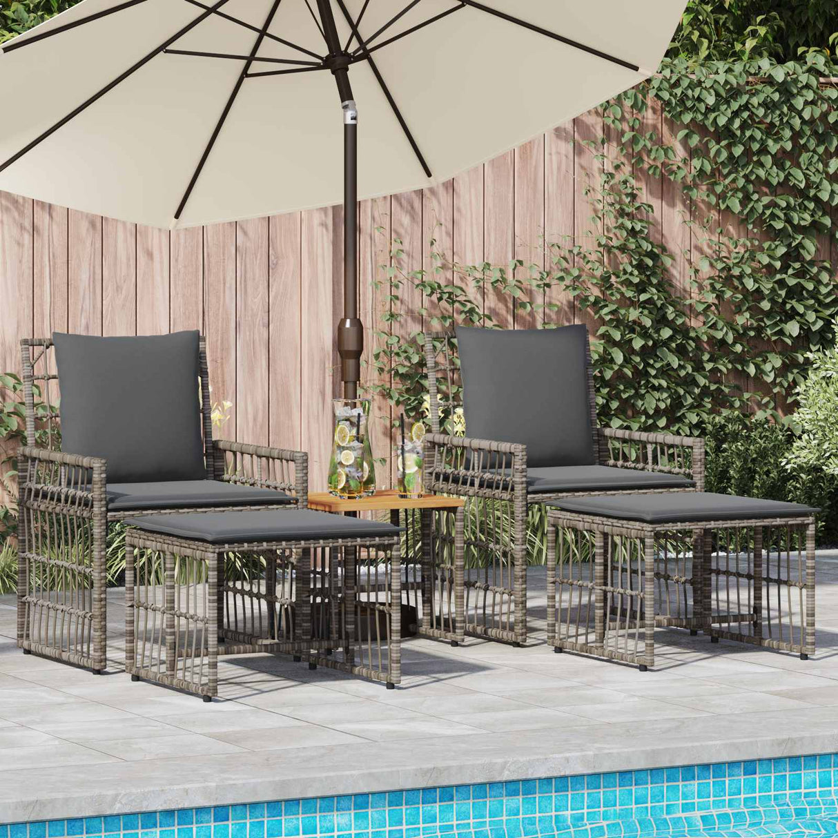 vidaXL Buitenmeubels set 4 pcs Zwart en Donker Grijs