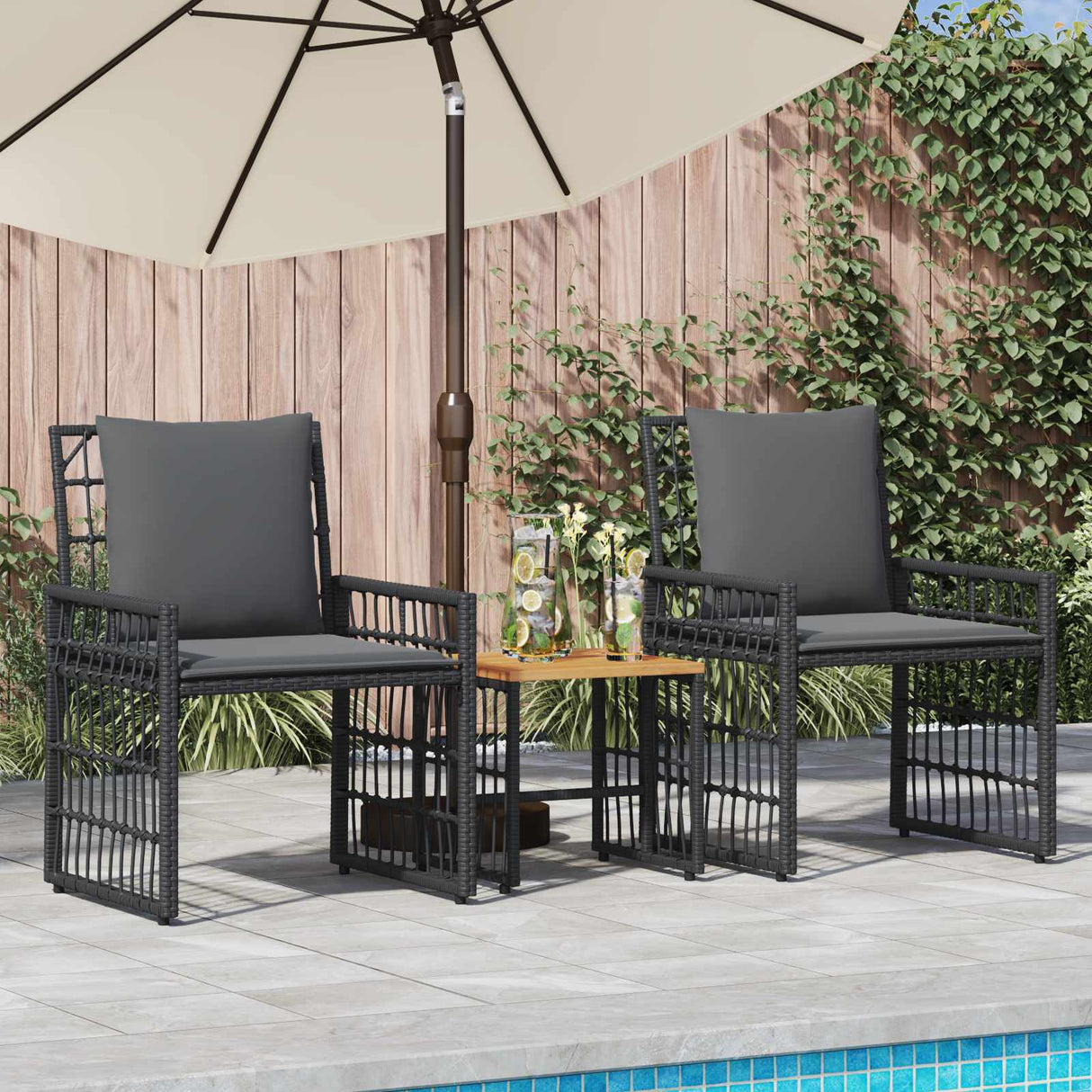 vidaXL Buitenmeubels set 4 pcs Zwart en Donker Grijs