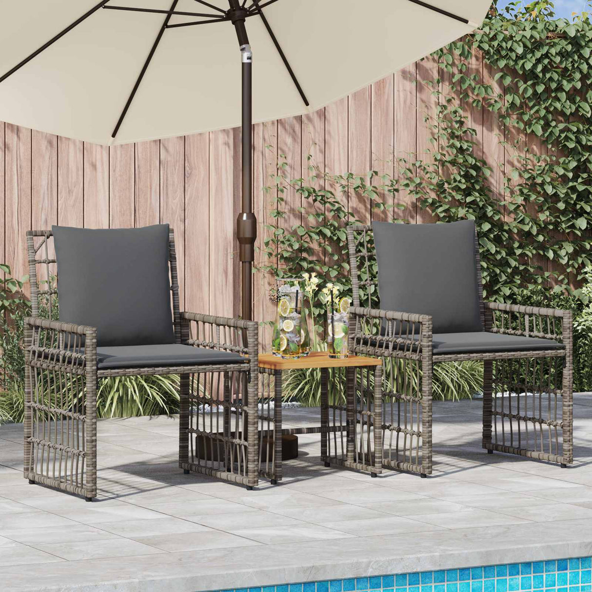 vidaXL Buitenmeubels set 4 pcs Zwart en Donker Grijs