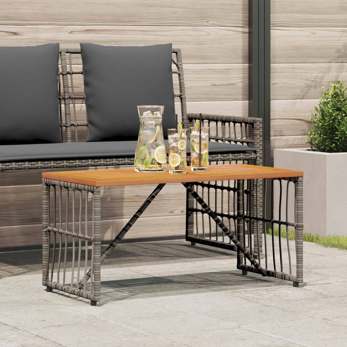 vidaXL Garden Table Black 80 x 40 x 40 cm Steel and Poly Rattan