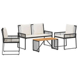 vidaXL Buitenmeubels set 4 pcs Zwart en Crème Wit poly rattan