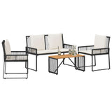 vidaXL Buitenmeubels set 4 pcs Zwart en Crème Wit poly rattan