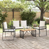 vidaXL Buitenmeubels set 4 pcs Zwart en Crème Wit poly rattan