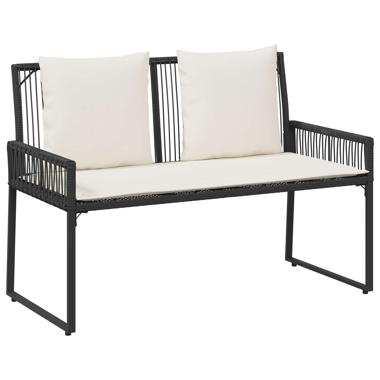 vidaXL Buitenmeubels set 4 pcs Zwart en Crème Wit poly rattan