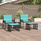 vidaXL Buitenmeubels set 4 pcs Zwart en Crème Wit poly rattan