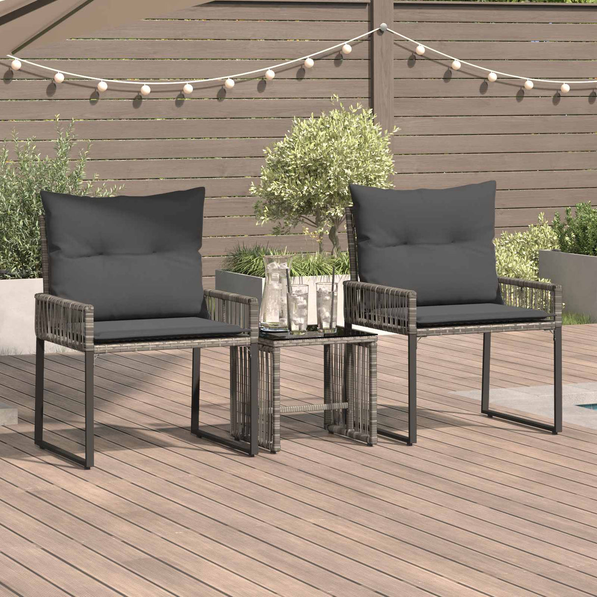vidaXL Buitenmeubels set 4 pcs Zwart en Crème Wit poly rattan