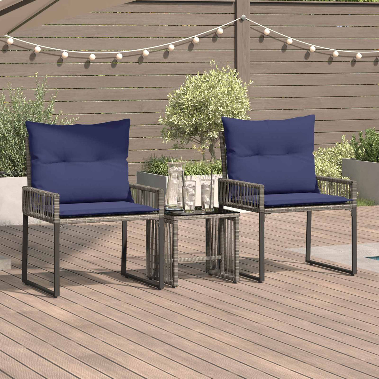 vidaXL Buitenmeubels set 4 pcs Zwart en Crème Wit poly rattan