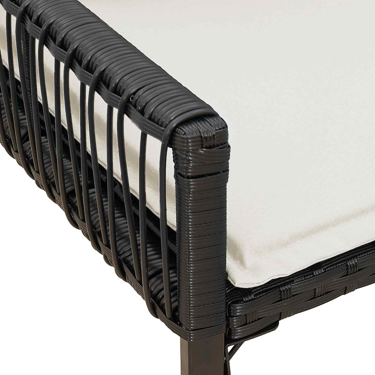 vidaXL Tuinbank met kussen 4 pcs Zwart en Crème Wit poly rattan