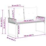 vidaXL Tuinbank met kussen 4 pcs Zwart en Crème Wit poly rattan