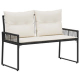 vidaXL Tuinbank met kussen 4 pcs Zwart en Crème Wit poly rattan