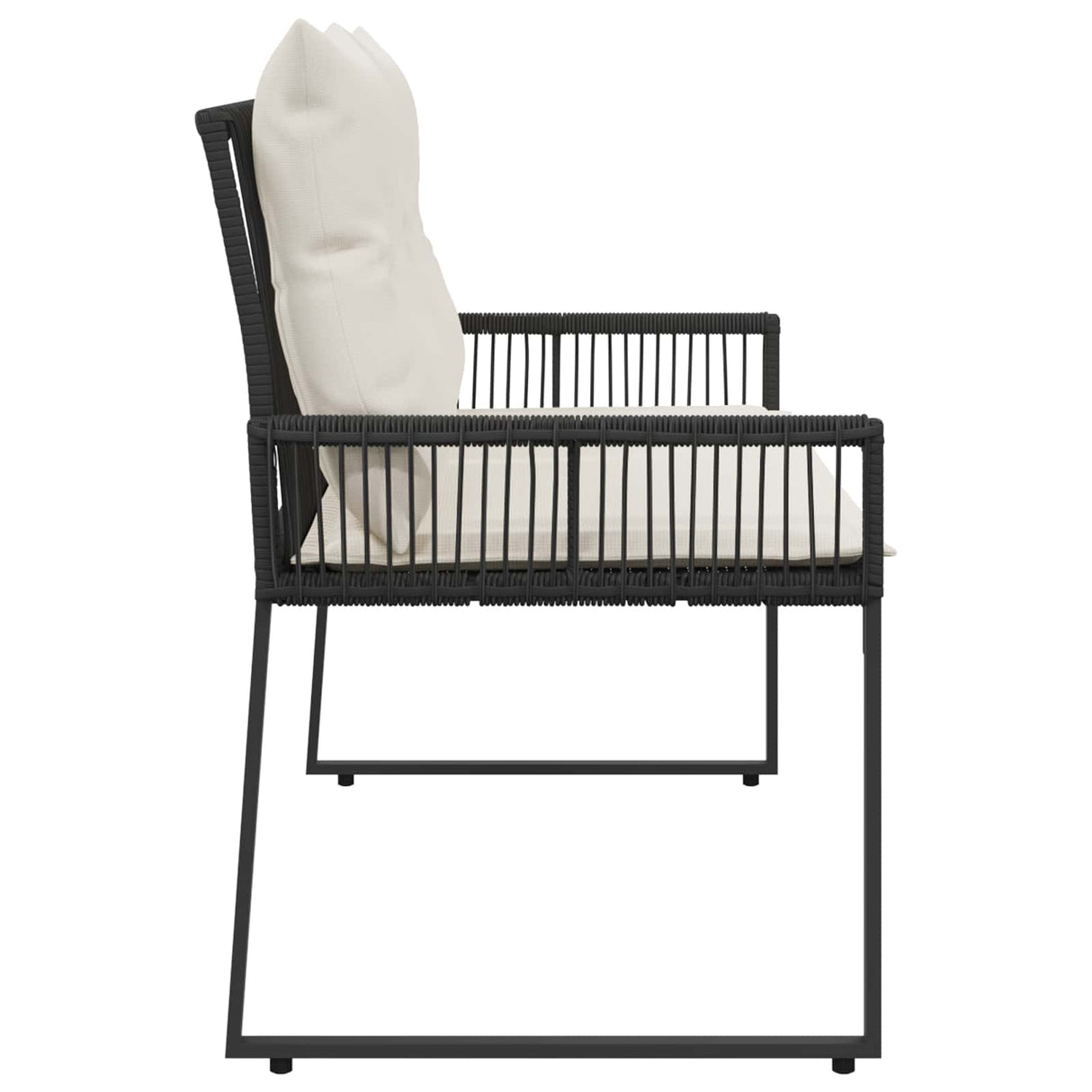 vidaXL Tuinbank met kussen 4 pcs Zwart en Crème Wit poly rattan
