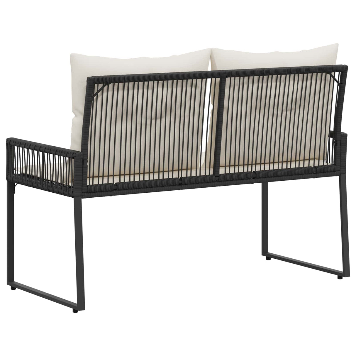 vidaXL Tuinbank met kussen 4 pcs Zwart en Crème Wit poly rattan